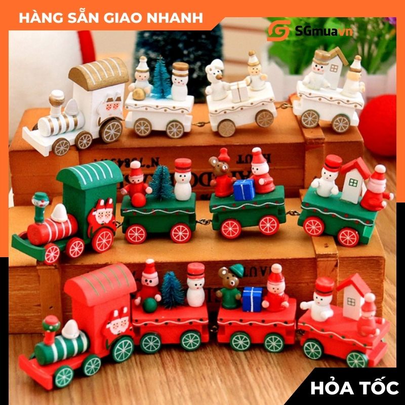 Đoàn tàu xe lửa Đồ chơi gỗ trang trí giáng sinh