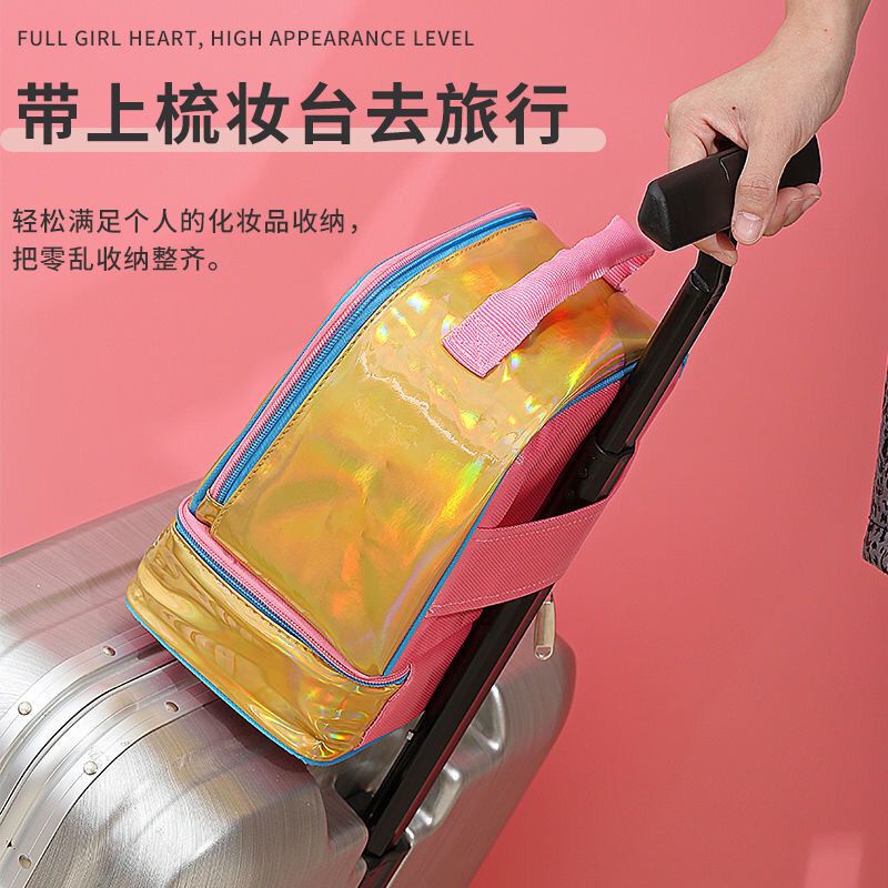 Túi Đựng Mỹ Phẩm Sức Chứa Lớn Chống Nước In Hình Kỳ Lân Hoạt Hình Dễ Thương Thời Trang Hàn Quốc