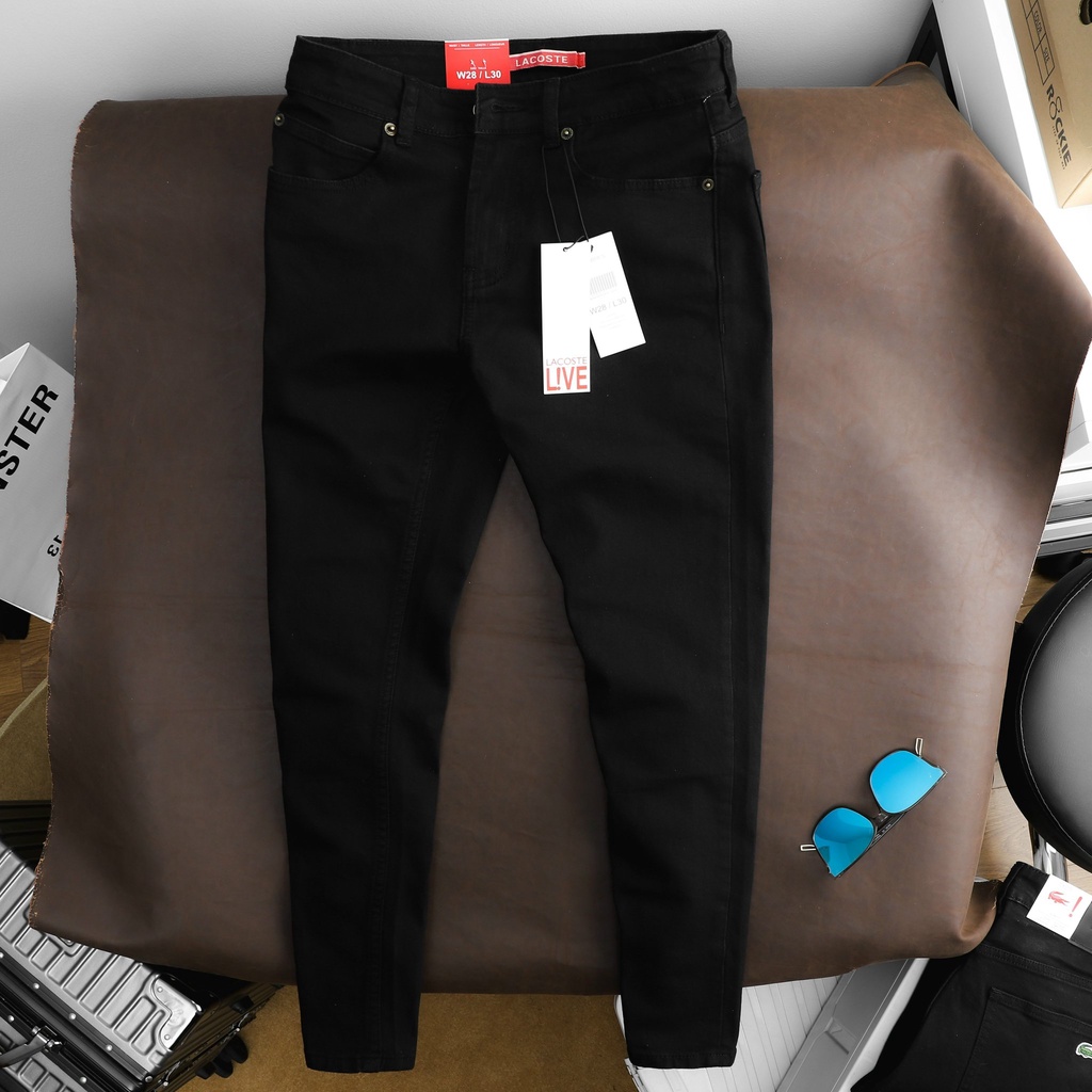 Quần Jean Nam LACOSTE LIVE Màu Full Đen 2023 Form SlimFit Mềm Mịn Co Giãn Hàng Xuất Xịn Có Big Size