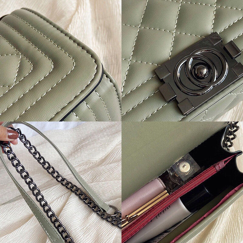 MISCHA Túi Đeo Chéo Da PU Dáng Vuông Nhỏ Màu Trơn Thời Trang Cho Nữ