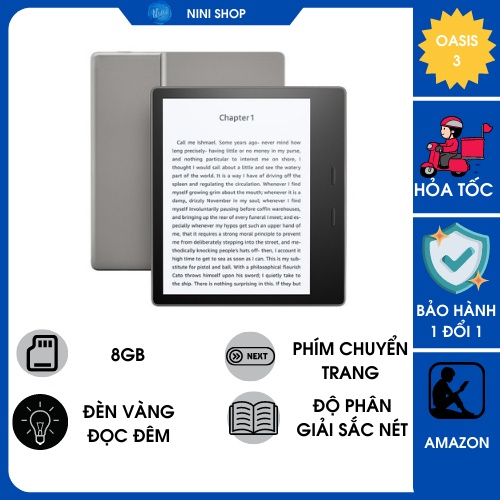 Máy đọc sách kindle oasis 3 bản 8gb bảo hành 1 năm