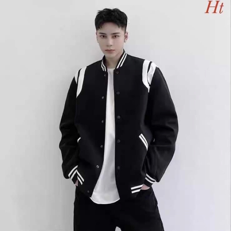 Áo khoác bomber nỉ hai vạch trơn HT12 | BigBuy360 - bigbuy360.vn