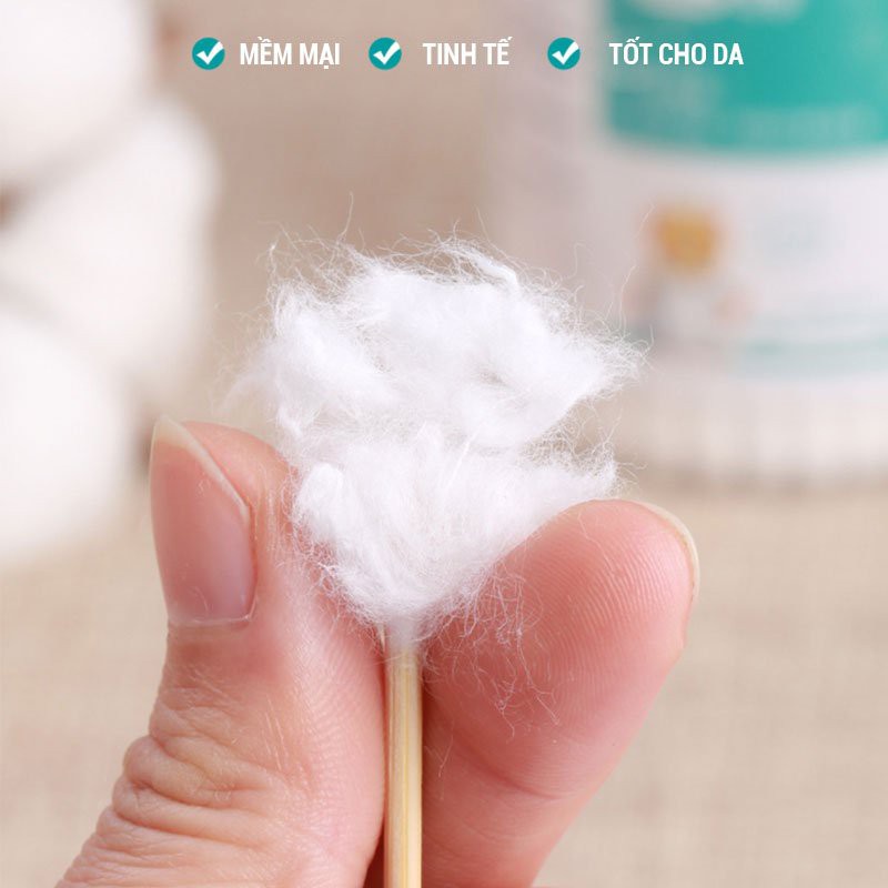 Bông Ngoáy Tai Bông Ráy Tai Thân Gỗ, Tăm Bông Thân Thiện Với Môi Trường Bịch 100 Cái