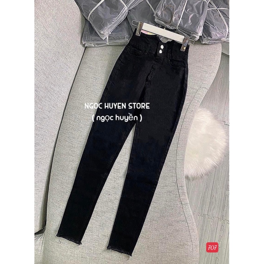 Quần jean nữ rách gối màu đen co giãn phối lưng kiểu siêu đẹp, quần bò nữ cạp cao mẫu mới thời trang A-T Fashion - MQ507