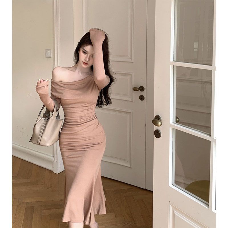 COZOK Đầm Đuôi Cá Dài Tay Ôm Dáng Thời Trang Dành Cho Nữ