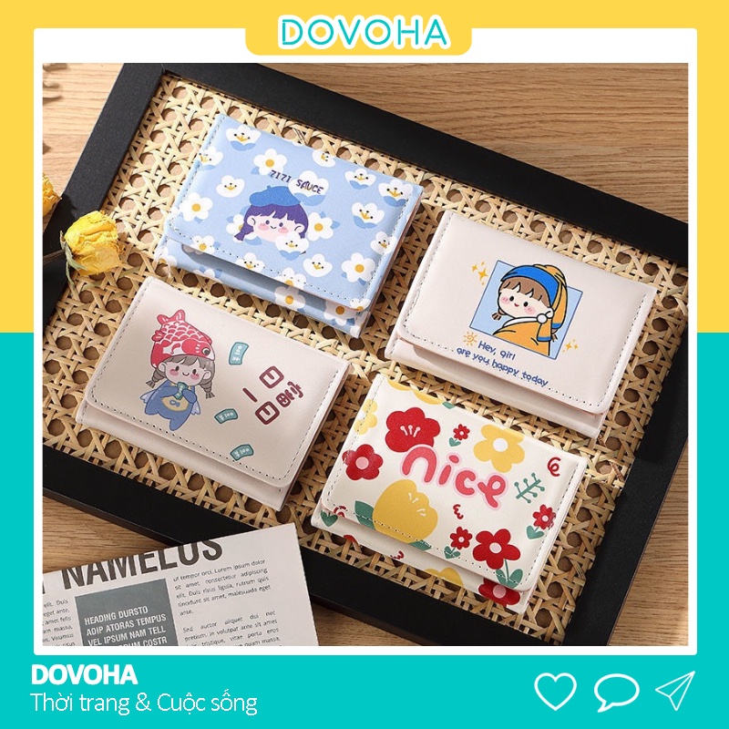 Ví nữ mini cầm tay đựng tiền ngắn nhỏ gọn cute nhiều ngăn cao cấp giá rẻ DOVOHA VN05