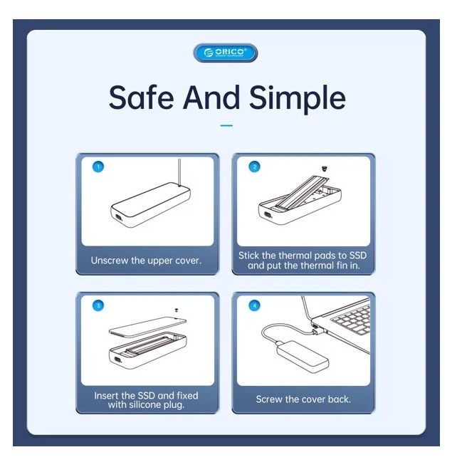 Hộp ổ cứng SSD ORICO M205C3-BP (M.2 SATA Type C) Màu xám