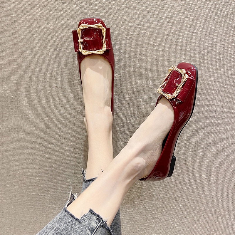 Giày Búp Bê Đế Thấp Mũi Vuông Thời Trang Hàn Quốc Dành Cho Nữ 41-43