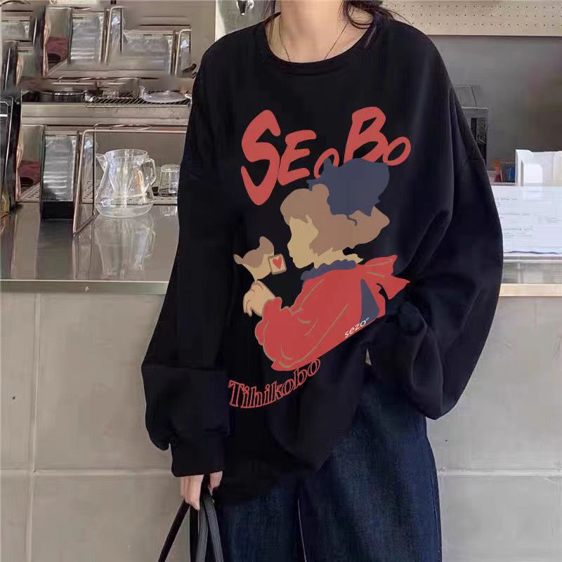 Áo sweater cô gái Seobo Unisex - Nỉ form rộng tay bồng kiểu dáng vintage đường phố hàn quốc ulzzang