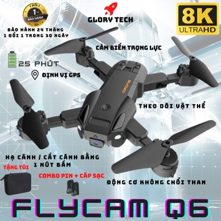 🎁TẶNG DÂY SẠC + PIN🎁Flycam Q6 Giá Rẻ - Động cơ không chổi than, Cảm biến trọng lực, Camera 4K, Bay 30 phút