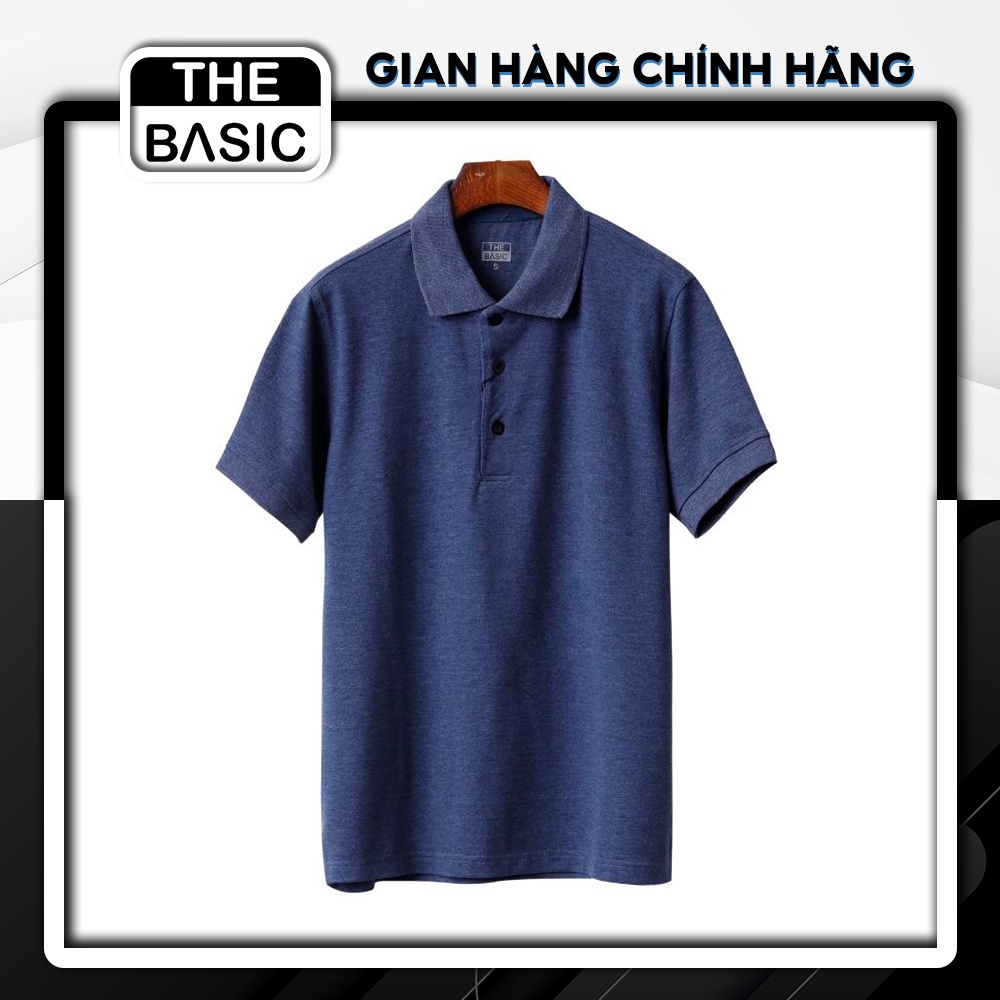 Áo Thun Nam THE BASIC Polo Xanh Đen vải Cá Sấu 65/35 co giãn 4 chiều, bền màu lâu phai, nhiều size (S - XXL) - ÃXD005