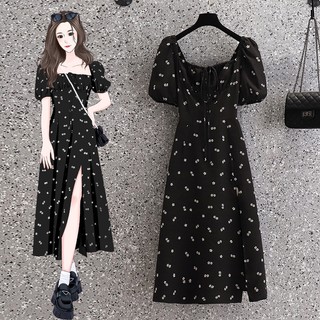 🌸Hàng Order🌸Váy Đầm Bigsize Váy Hoa Nhí Tay Bồng Nơ Ngực Xẻ Tà Dáng Dài Trẻ Trung Nữ TÍnh🌸Hàng Quảng Châu