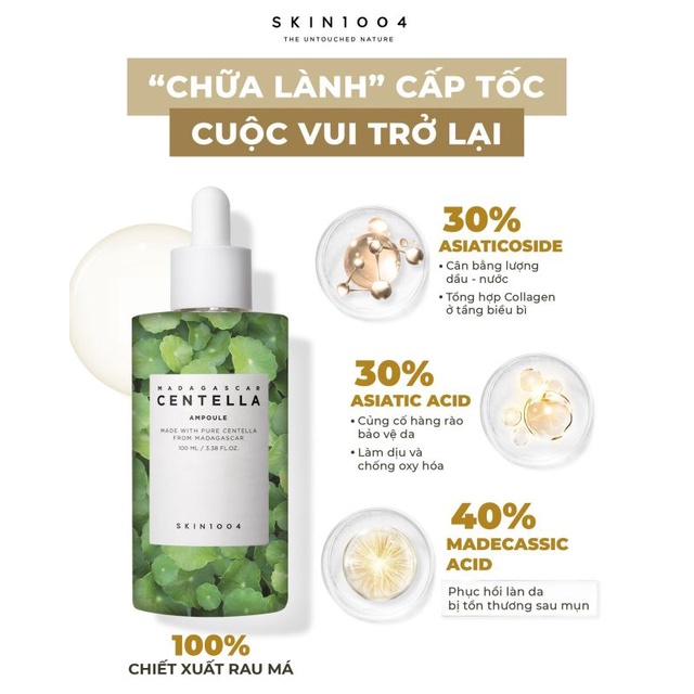 Serum rau má skin1004 100ml Làm dịu làn da nhạy cảm mụn trứng cá