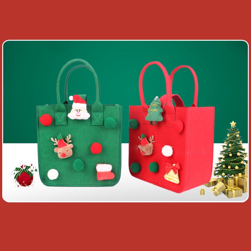 One Túi Xách Vải Nỉ In Hoạt Hình Giáng Sinh Đáng Yêu Thời Trang Đường Phố Đơn Giản