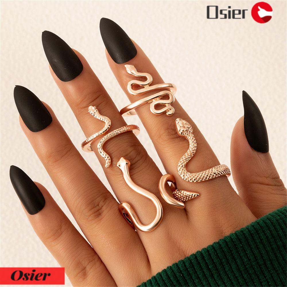 Set 1 / 4 Nhẫn Hình Rắn Phong Cách Rock Gothic Cổ Điển Thời Trang Cho Nữ