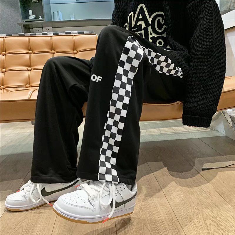 Quần jeans Dài 26 Tấc Kẻ Sọc Caro Trắng Đen Phong Cách Đường Phố Cá Tính Cho Nam Và Nữ