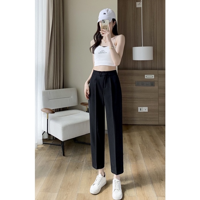 Quần tây đen công sở nữ dài 2 khuy phù hợp mặc đi làm học .công sở... cạp Cao phong cách trẻ