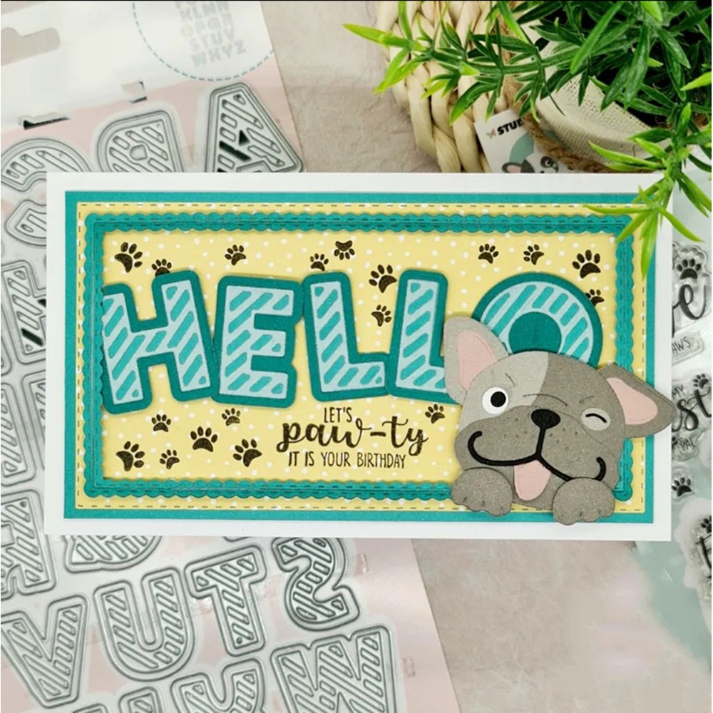 Khuôn Cắt Giấy Kim Loại 2 Lớp Hình Chữ Cái Kích Thước Lớn diy