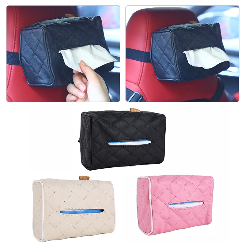 Hộp Đựng Khăn Giấy Bằng Da PU Gắn Tấm Che Nắng Ghế Ngồi Xe Hơi Tiện Dụng