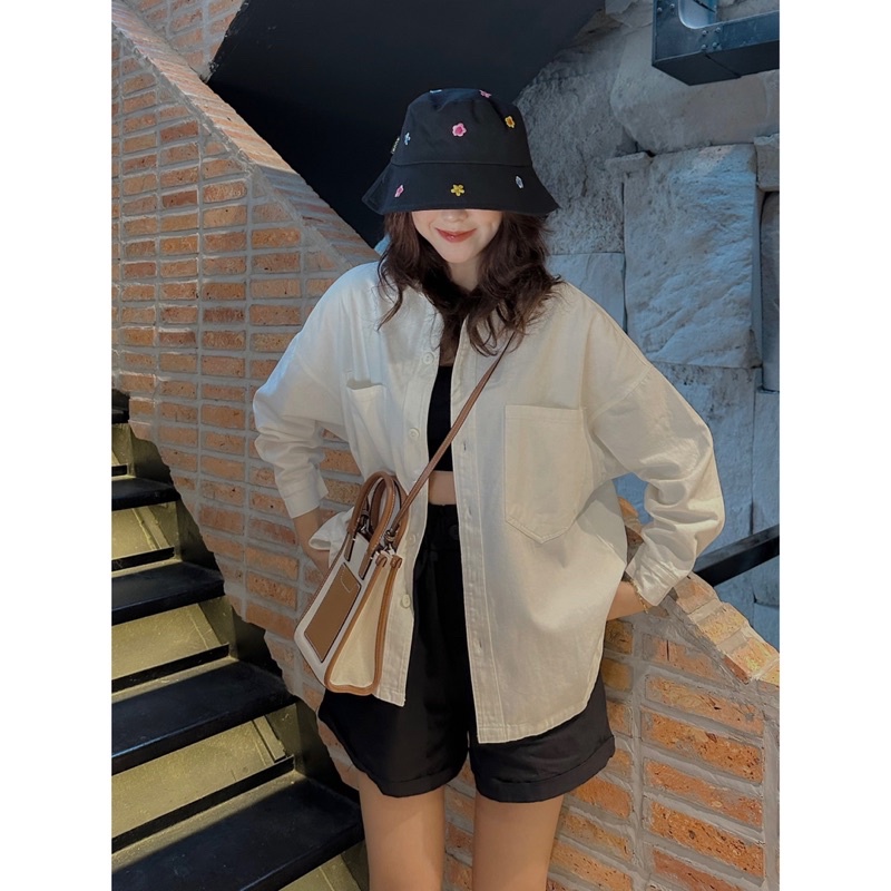 Áo Sơmi Kaki - Trơn - 2 Túi To - Tay Dài