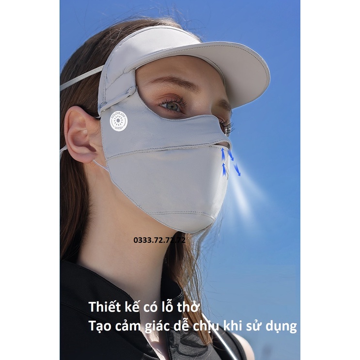 Khẩu trang toàn mặt, có mái che nắng làm mát UPF 35/50+ Ngăn Chặn 97% Tia UV, giặt được