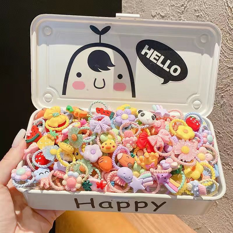 Set 10 Dây Cột Tóc Co Giãn Phong Cách Hàn Quốc Dễ Thương Cho Bé Gái