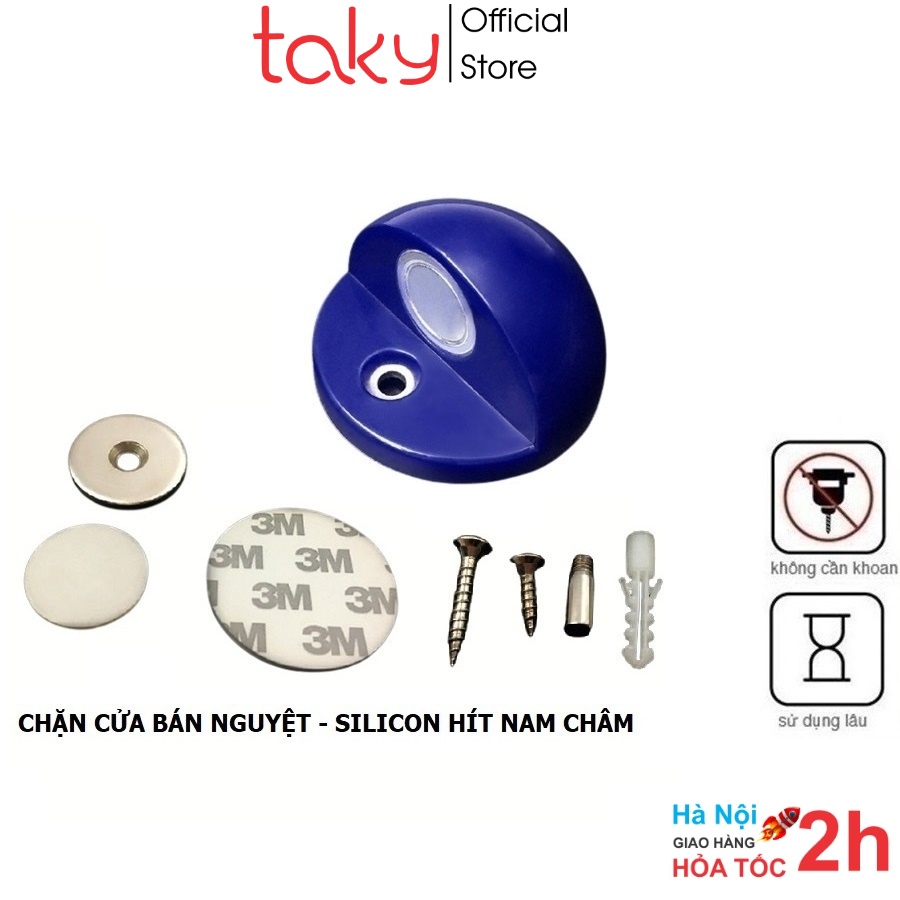 Chặn Cửa - Taky, Nhiều Màu Silicon Cao Cấp, Bán Nguyệt Hít Nam Châm, Dán Sàn Giúp Hạn Chế Va Đập Cửa Với Tường - 1250