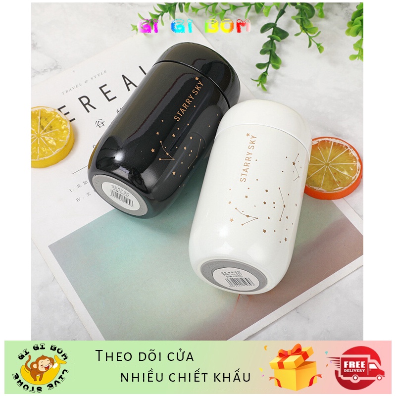 GiGiBomstore Phích Chai Bình Chân Không Mini 304 Dung Tích Nhỏ Bằng Thép Không Gỉ Starry Sky Nhiệt Cốc Leakproof Cốc Cà