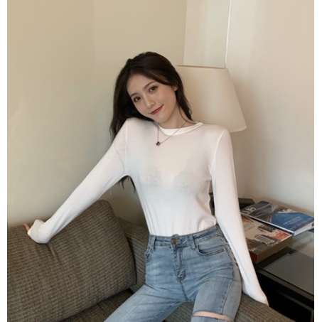 Áo Thun Nữ Dáng Ôm Dài Tay ⚡  FREESHIP  ⚡ Áo dài tay body nữ 4 màu trơn basic TRẮNG  ĐEN  NÂU  VÀNG