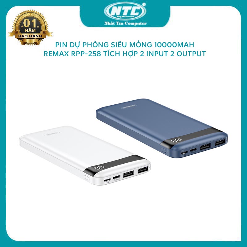 Pin dự phòng Remax RPP-258 dung lượng 10000mAh Green Series 2 input và 2 output (2 màu tuỳ chọn) Nhất Tín Computer
