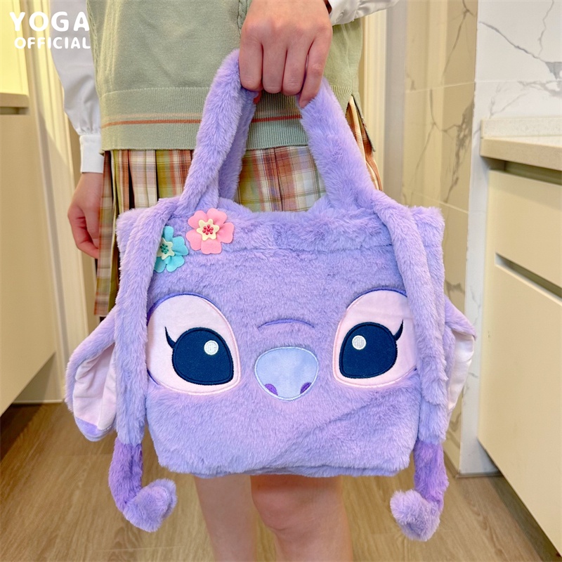 CÓ SẴNTúi Đựng Hộp Cơm Trưa Xách Tay Phối Lông Kiểu Hoạt Hình Disney Stitch Dễ Thương