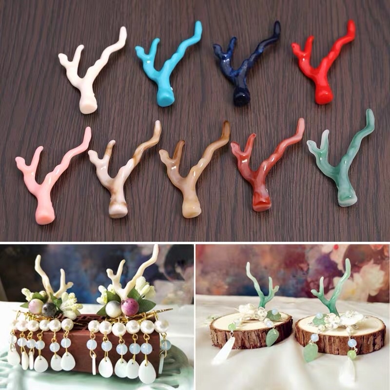 2 cái sừng cổ trang cosplay 35*50mm nguyên liệu làm phụ kiện chụp ảnh make up handmade cổ trang có sẵn