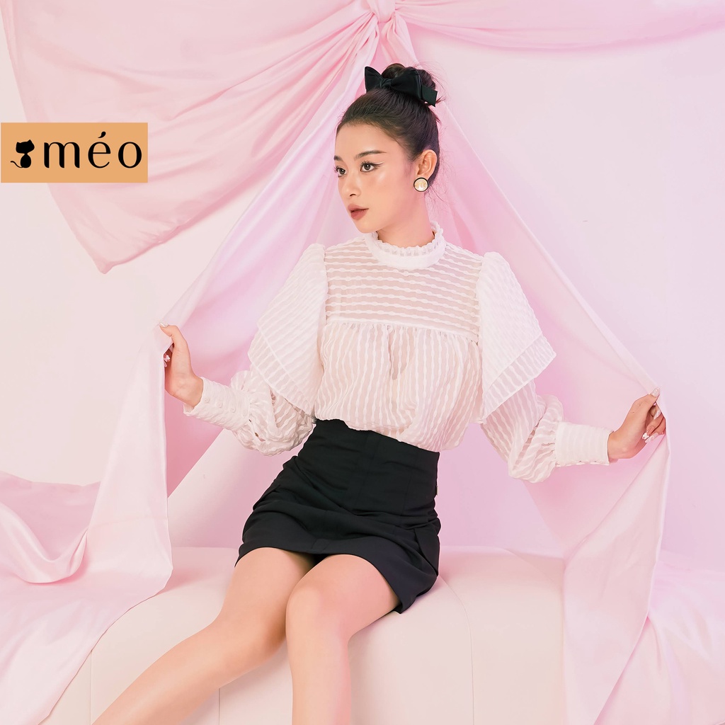 Áo kiểu nữ thiết kế Méo shop tay bồng cổ cách điệu Detal