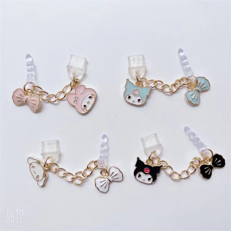 anime cute dây đeo điện thoại sanrio kuromi Cinnamoroll Melody nút bịt cổng sạc điện thoại dễ thương chống bụi móc khóa iphone samsung oppo type c