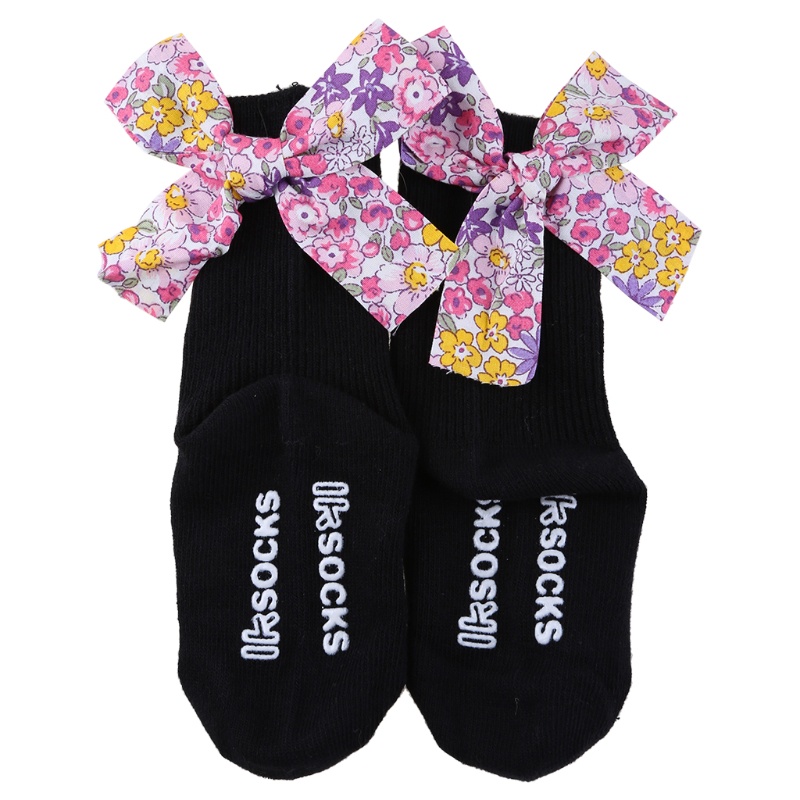 Đôi Vớ Cotton Không Trượt Đính Nơ Xinh Xắn Cho Bé Gái