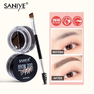Gel kẻ lông mày SANIYE M341 2 trong 1 4 màu sắc tùy chọn chống thấm nước nhanh khô có cọ trang điểm 29g