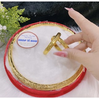 Set 1 kiềng cổ cưới chạm hoa văn 1 cặp vòng tay cưới chạm hoa văn dát vàng 24 cao cấp mẫu mới về