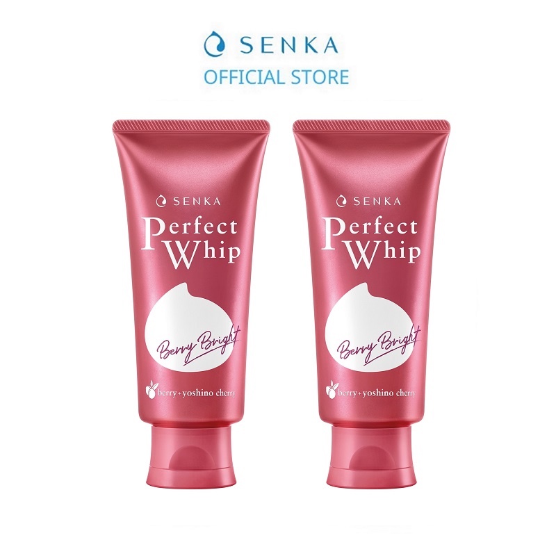 Bộ 02 sữa rửa mặt Sạch sâu Sáng hồng Senka Perfect Whip Berry Bright 100g/chai