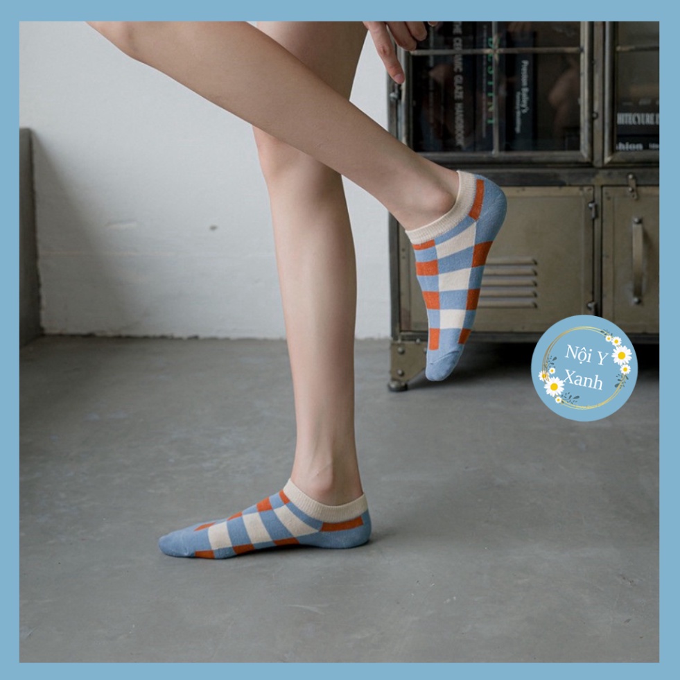 Tất Caro cổ ngắn giới tính chất vải cotton co và giãn bốn chiều thoáng khí tt7 nội y xanh, chất ấm, thoáng khí