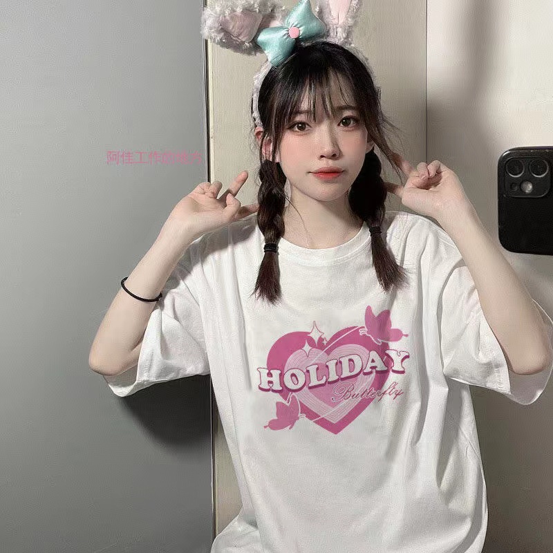 NRVP Áo Thun Unisex Mùa Hè Dáng Suông Tay Cộc Phong Cách Hàn Quốc Cho Nam Nữ
