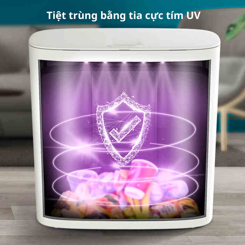 Thùng Rác Cảm Ứng Thông Minh Fuji, Có Tia Cực Tím UV Diệt Khuẩn, Khử Mùi, Dùng Cho Nhà Bếp, Phòng Tắm, Phòng Làm Vệc