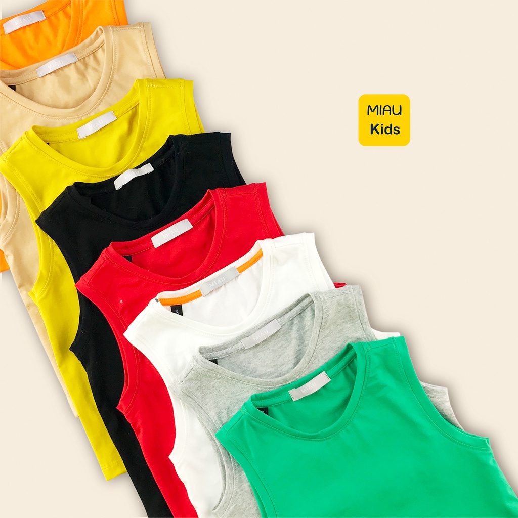 Áo Thun Ba Lỗ Trơn Cho Bé nhiều màu, Chất Liệu Thun Cotton Mềm Mịn Thoáng Mát Cho Bé mặc nhà thoải mái - MiauKids