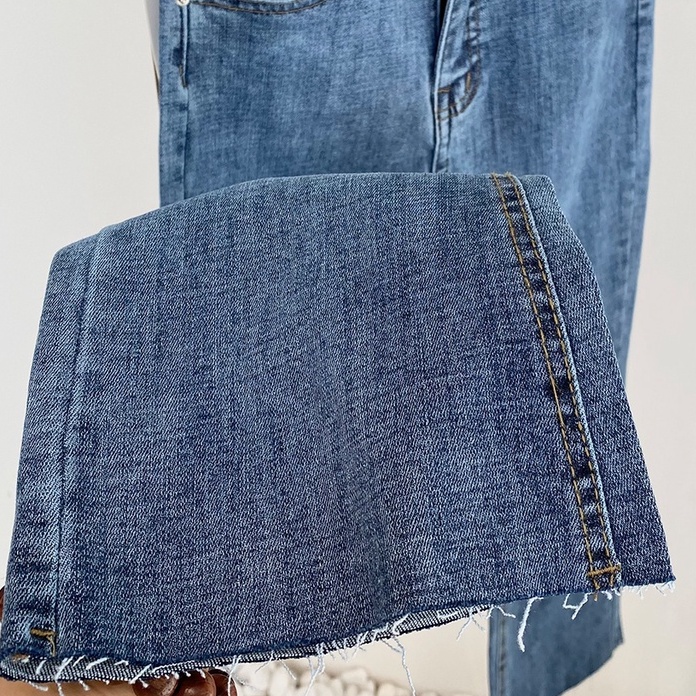 Quần jean ống loe nữ denim dáng ôm màu xanh nhạt L15 - La’coba