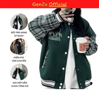 Áo bomber chữ m phối dạ varsity unisex nam nữ hottrend siêu đẹp genze.official 1189