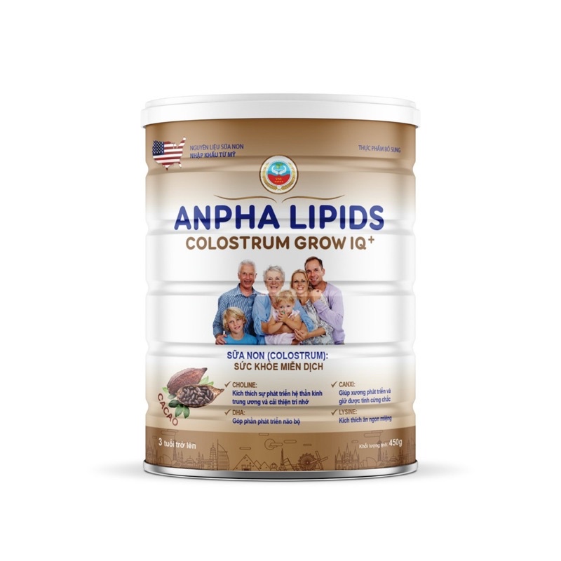 sữa non cao cấp anpha lipids IQ VNV vị ca cao . 450g từ 3 tuổi đến già