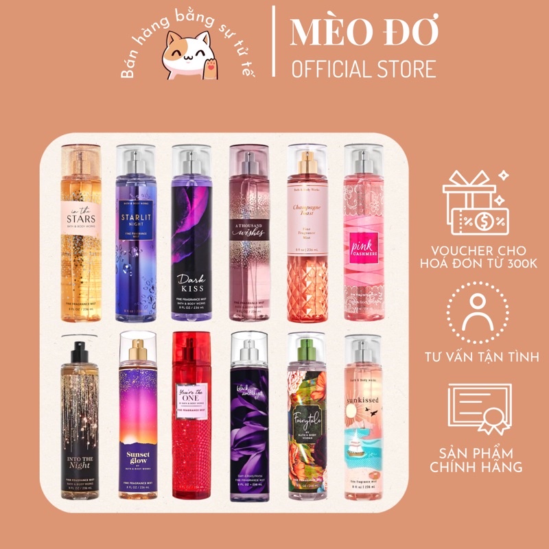 Body mist xịt thơm cơ thể Bath&Body Works fullsize 236ml