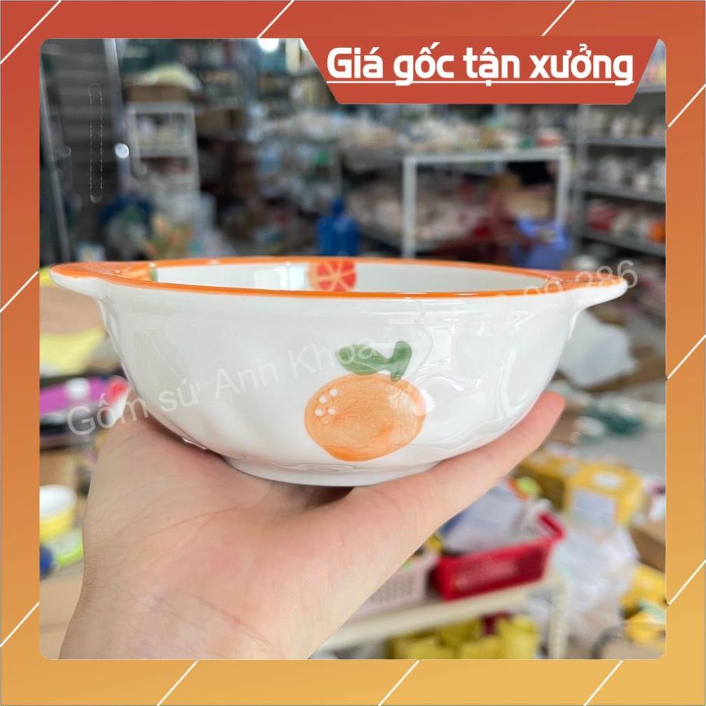 Siêu Sale -  Bộ Chén Dĩa Sứ Bát Ăn Cơm Đĩa Sứ Decor cao cấp Bộ bát đĩa màu cam 17 món cute.