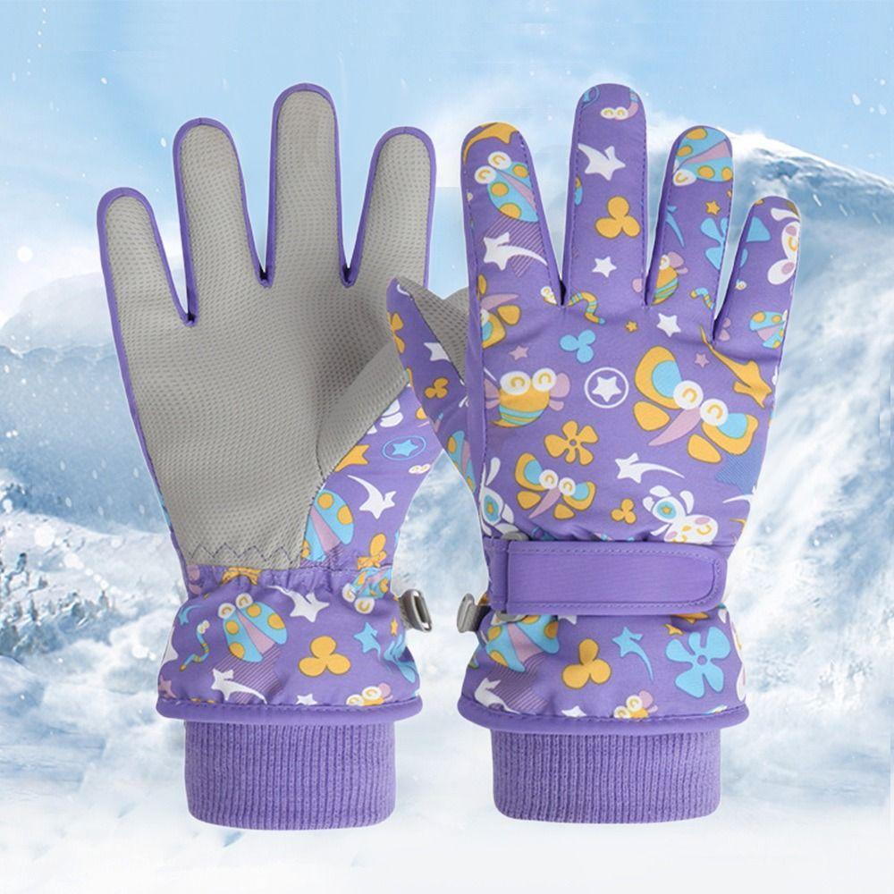 Găng Tay Trượt Tuyết Giữ Ấm Chống Thấm Nước In Họa Tiết Hoạt Hình Cho Bé 9-13 Tuổi