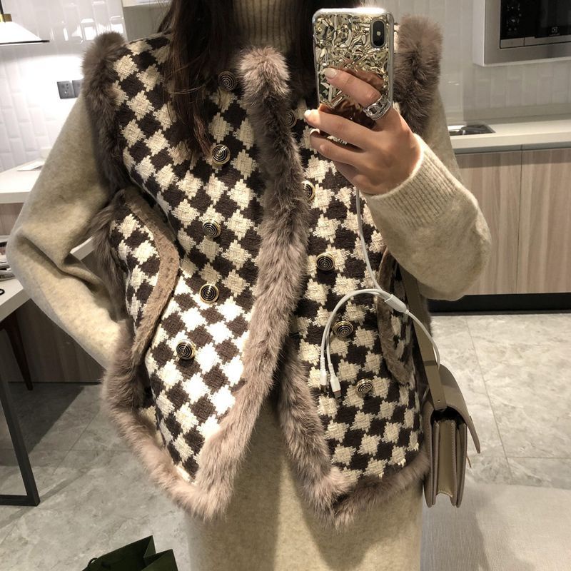 Áo Khoác Lông Không Tay Thời Trang Thu Đông Phong Cách Retro Cho Nữ