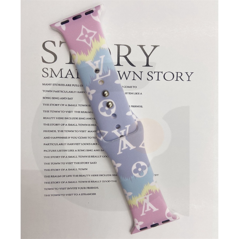 Dây Đeo Bằng Silicone LV Cho Đồng Hồ Thông Minh iWatch7 / 6 / 5 / 4 / 3 / 2 / 1 / SE Generation 38 / 40 / 41 / 42 / 44 / 45